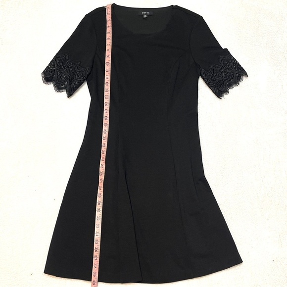 IMNYC Isaac Mizrah Black Ponte Lace Trim Professional Polished Career Dress M - Picture 5 of 13